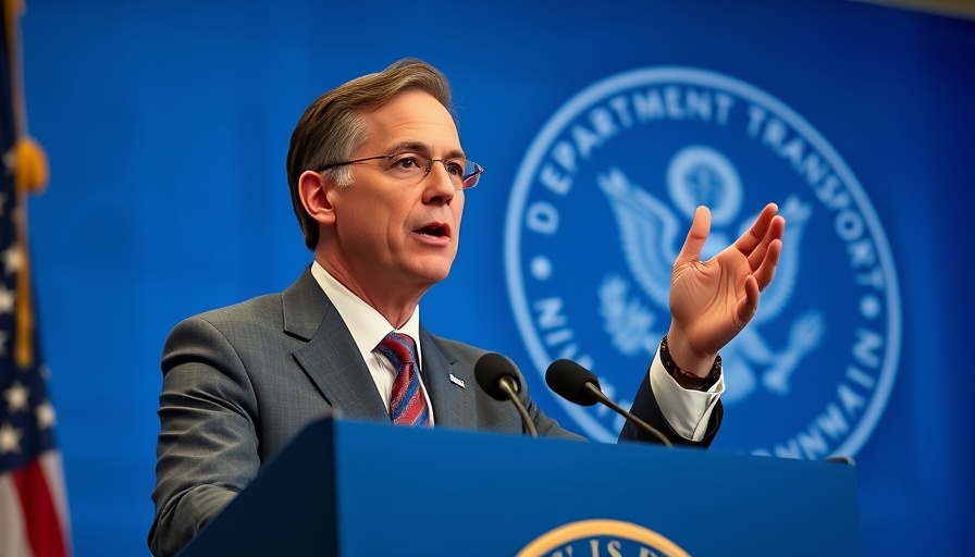 Professional speaker discusses self-driving cars regulations at podium.