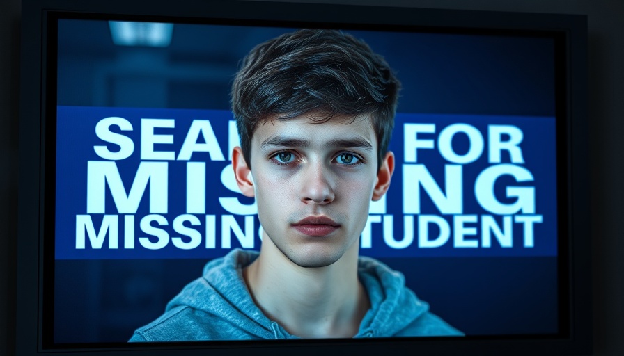 News alert for missing student highlighting mental health issues.