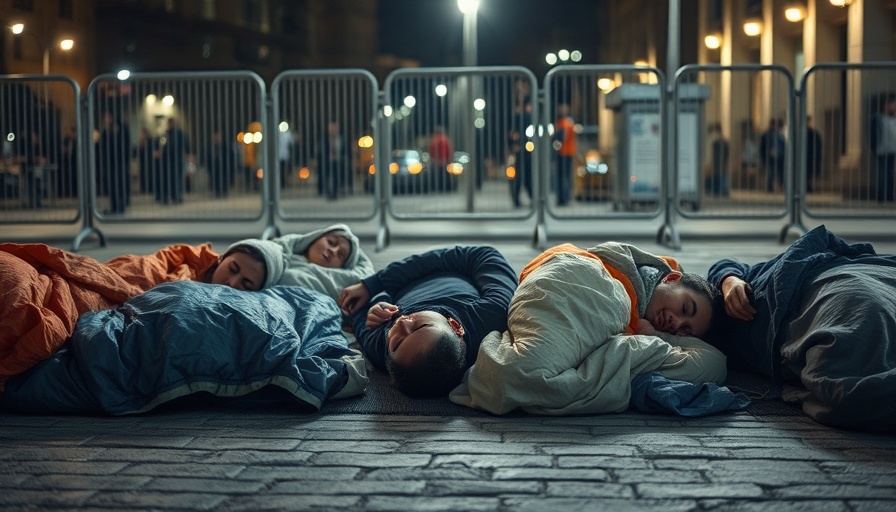 People resting in sleeping bags at night before Pope Francis’s Funeral.
