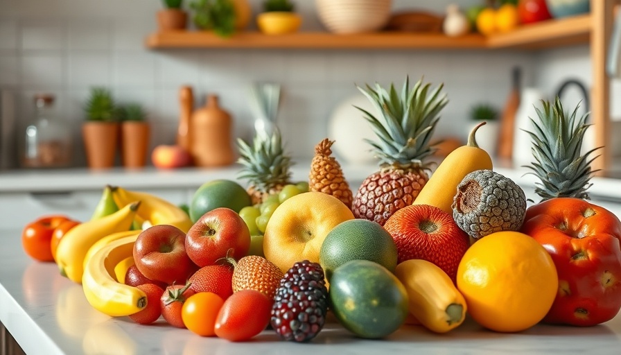 Vibrant fruits on table promoting healthy food choices