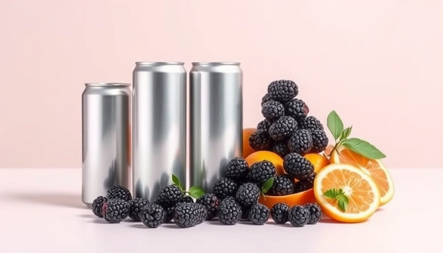 THC-infused beverages Austin cans next to fruits.