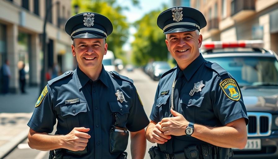 Two officers in Austin crime reports context, smiling
