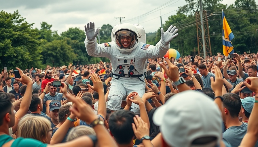 Person in astronaut suit crowd surfs at Austin Psych Fest.