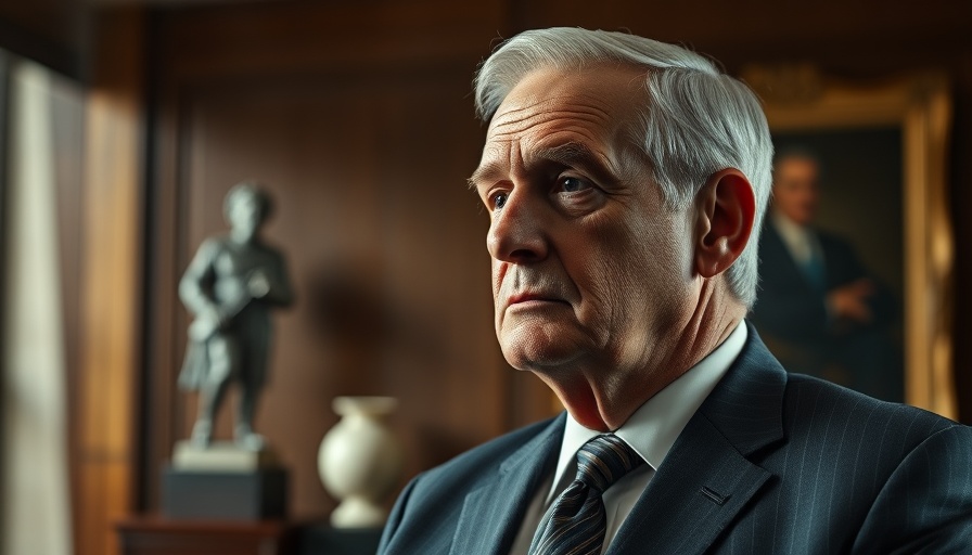 Thoughtful man in office setting considering government spending