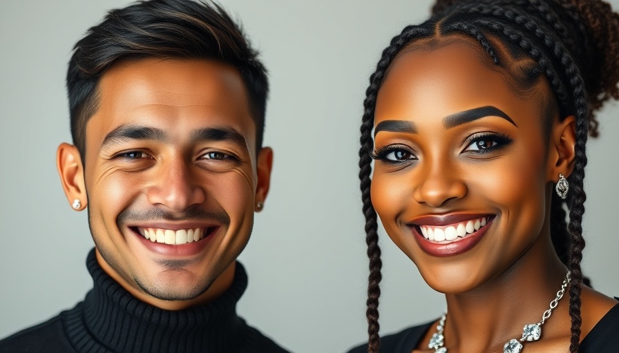 Two individuals smiling at the camera, split image.