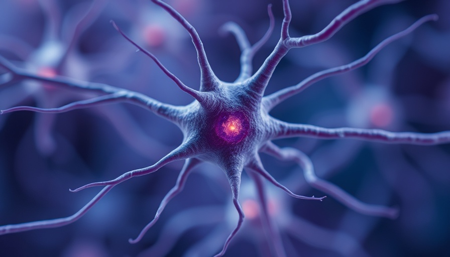 Close-up neuron structure related to skin-based test for neurodegenerative diseases.