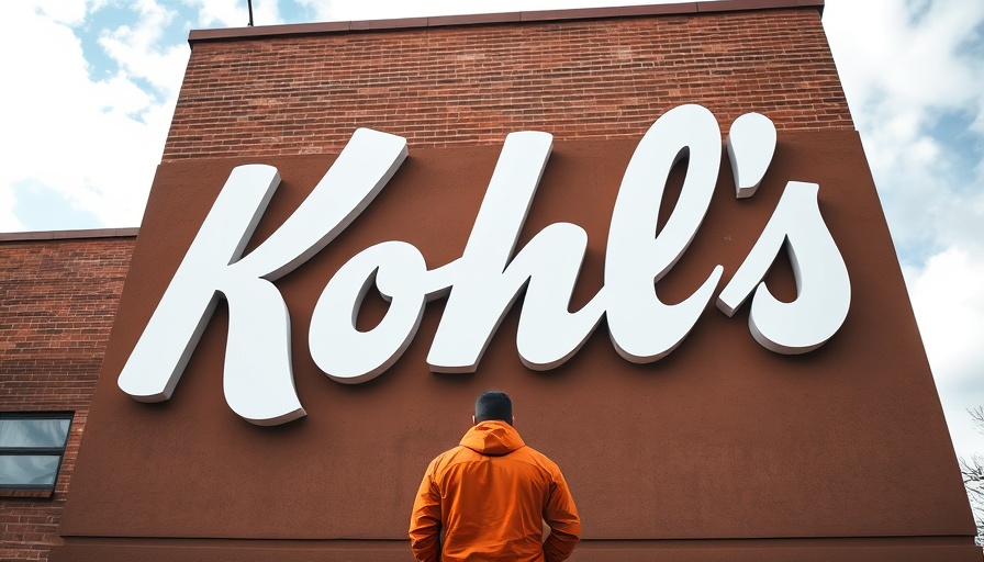 Large Kohl's sign with a person in front, highlighting conflicts.