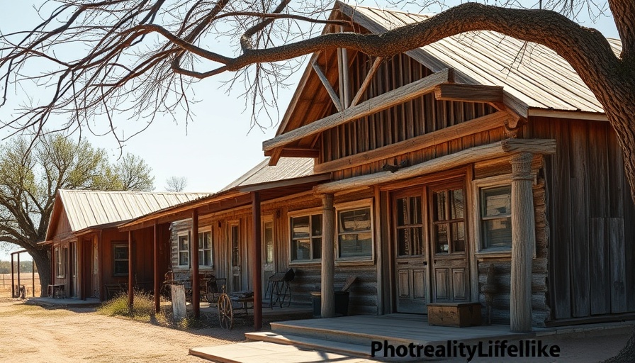 Rustic ranch in Texas with weathered wood in sunny setting