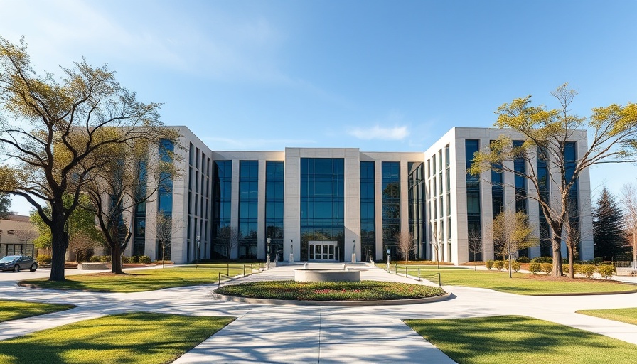 Modern architectural Williamson County administrative building in daylight.
