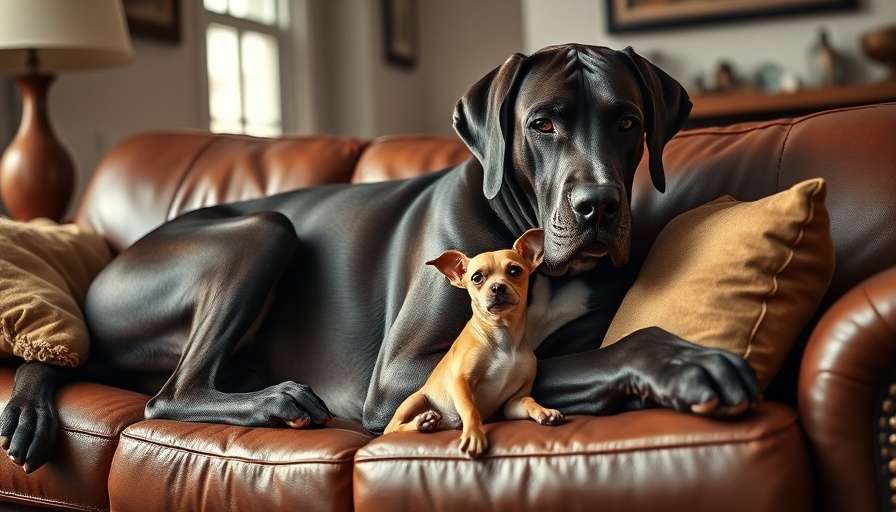 Towering Great Dane and tiny Chihuahua contrast, world's tallest shortest dogs.