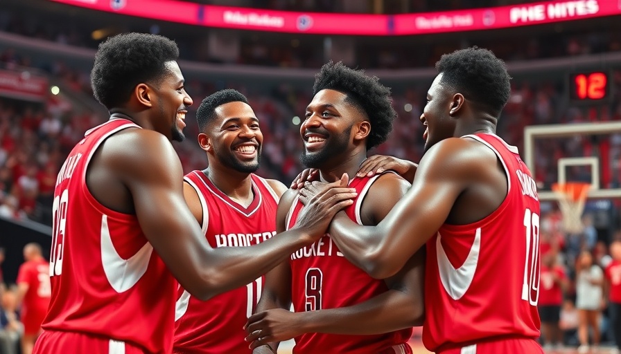 Houston Rockets players celebrate victory in Game 6 with fans.