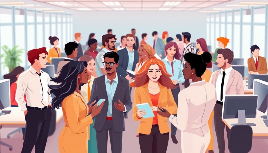 Cartoon office team discussing Deferred Resignation Program