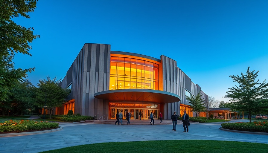 Modern Zach Theater building rebrand at dusk