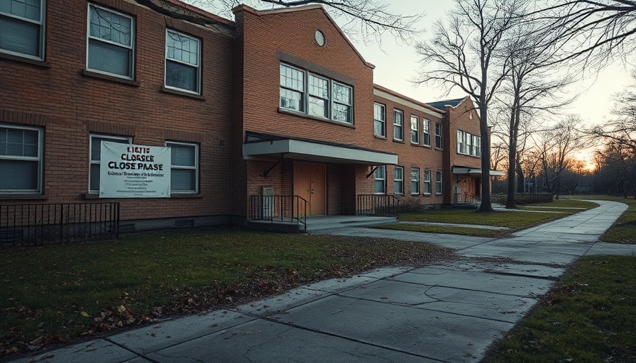 Dobie Middle School closure notice on empty building