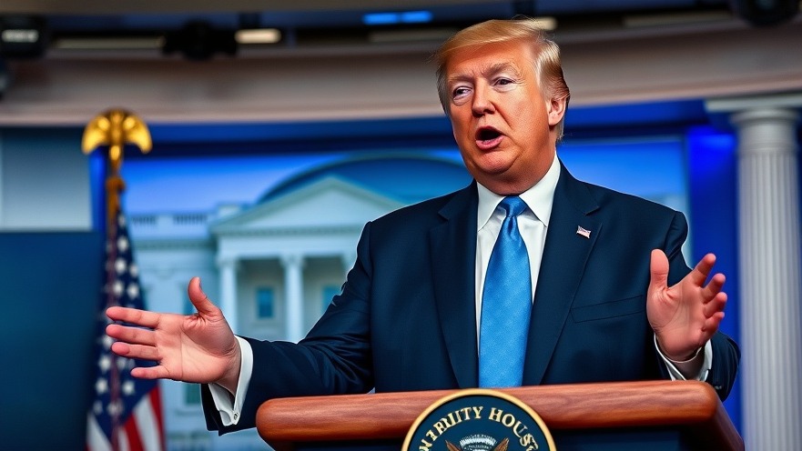 Trump discussing Senate budget bill with Medicaid cuts, photorealistic press room.