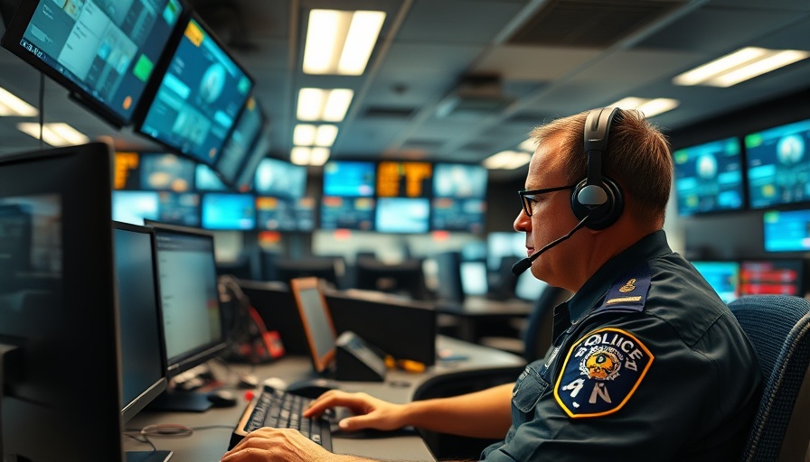 Police dispatcher center in Williamson County with operator handling calls.