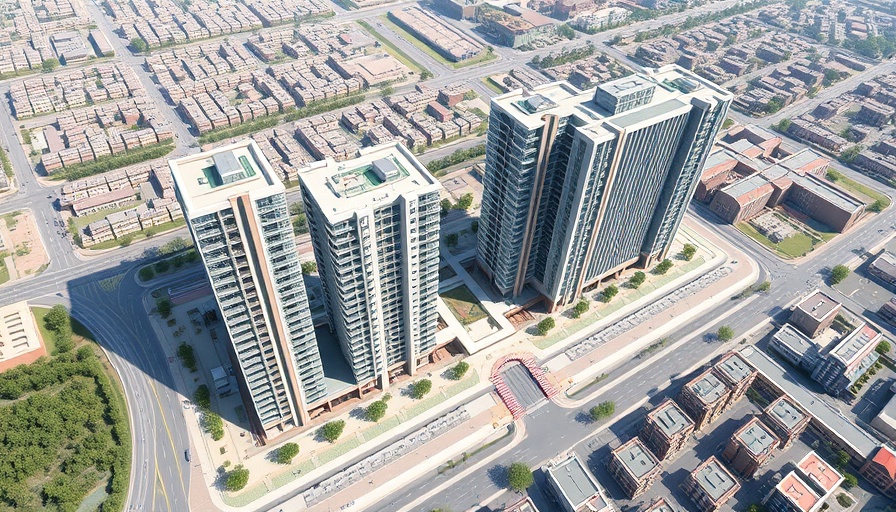 Austin transit center redevelopment concept plan with modern buildings.