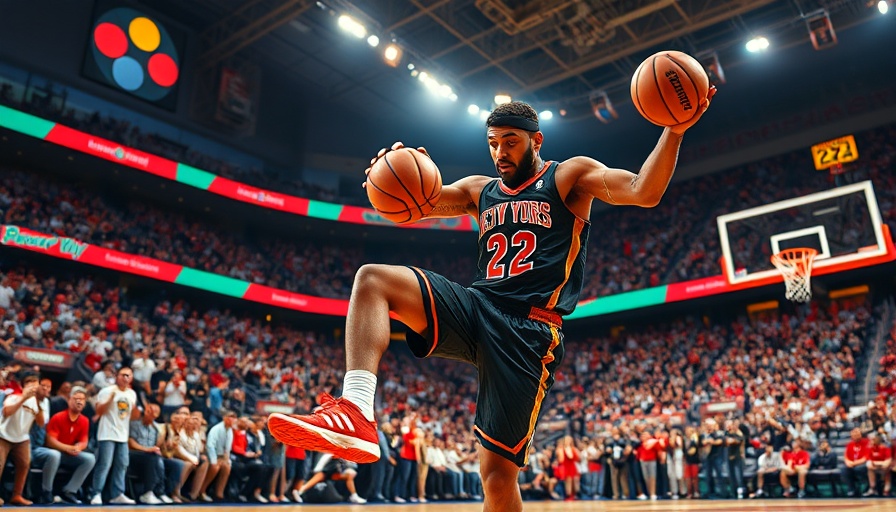 Energetic performer showcasing skills in vibrant sports arena.