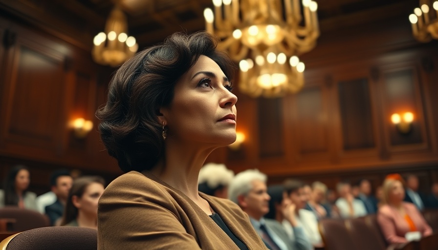 Thoughtful woman listening in formal setting, focusing on health and wellness.