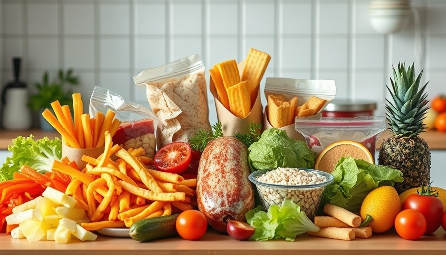 Impact of ultra-processed foods on health; colorful variety of foods.