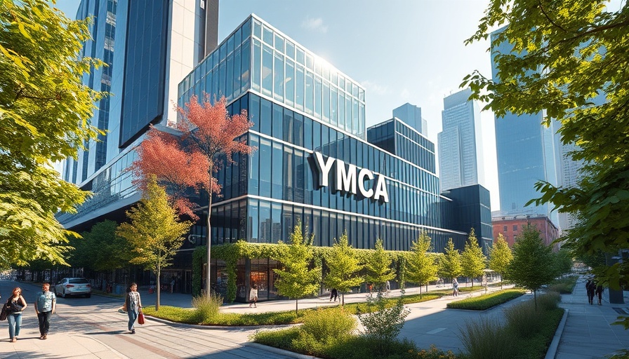 TownLake YMCA redevelopment concept with modern design and greenery.