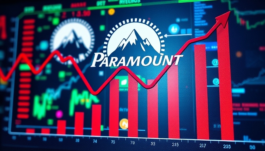 Paramount TV revenue drop depicted with graph and logo.