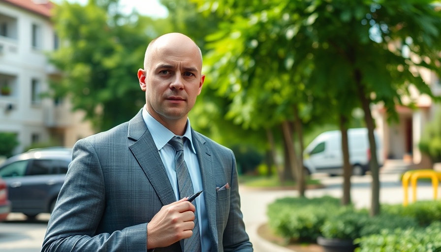 Man in grey suit outdoors during America Decides event.
