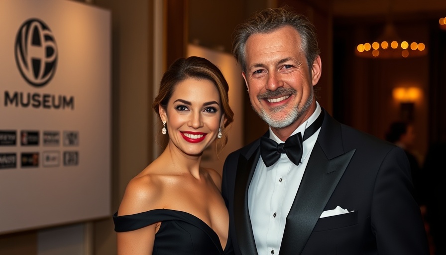 Elegant couple smiling at an event, Miss Maine fan vote.