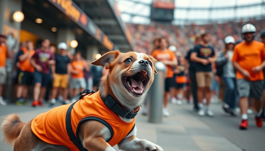 Joyful dog in sports setting, living the dream in sports.