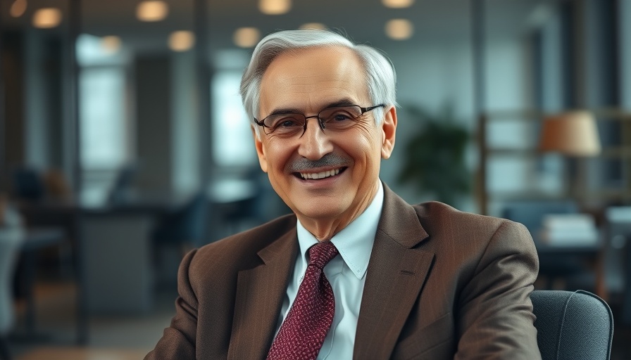 Elderly man in an interview setting smiling warmly.