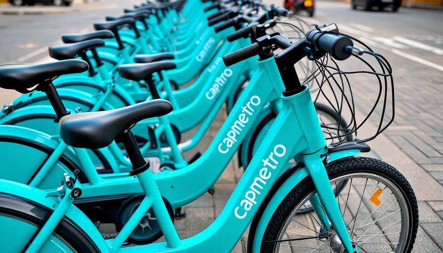 Austin Bikeshare bicycles parked in a row showing rental numbers.