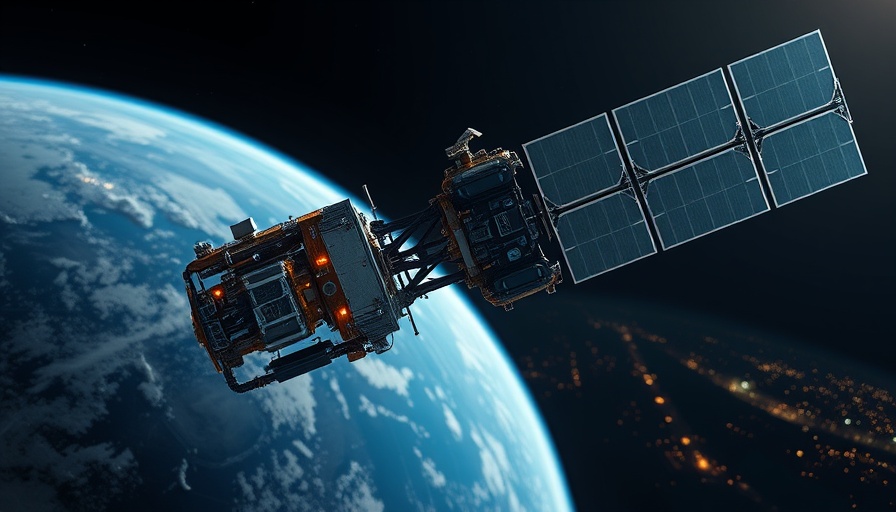 Photorealistic satellite orbiting Earth, related to Intuitive Machines stock rise.