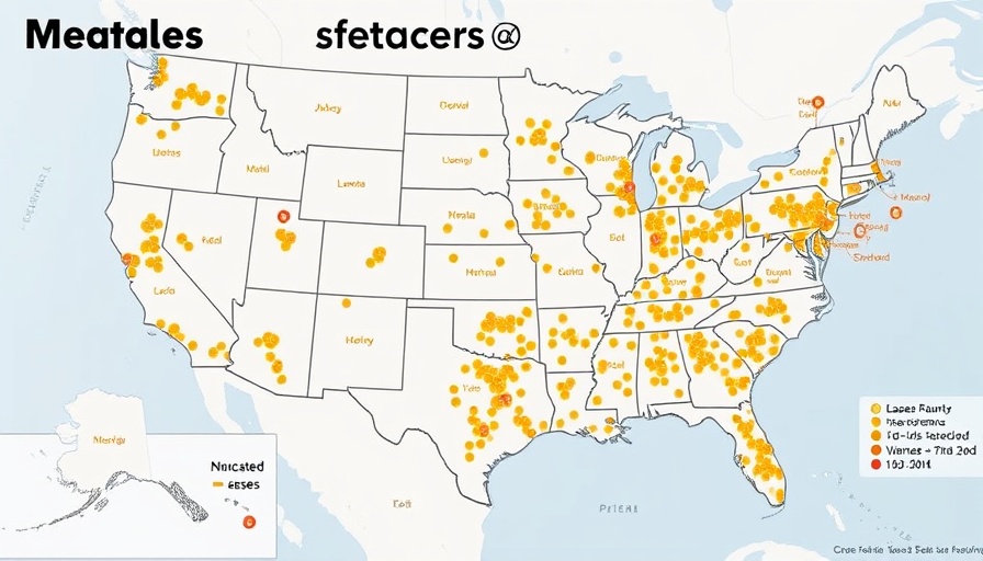Map highlighting US measles cases with infographic markers.