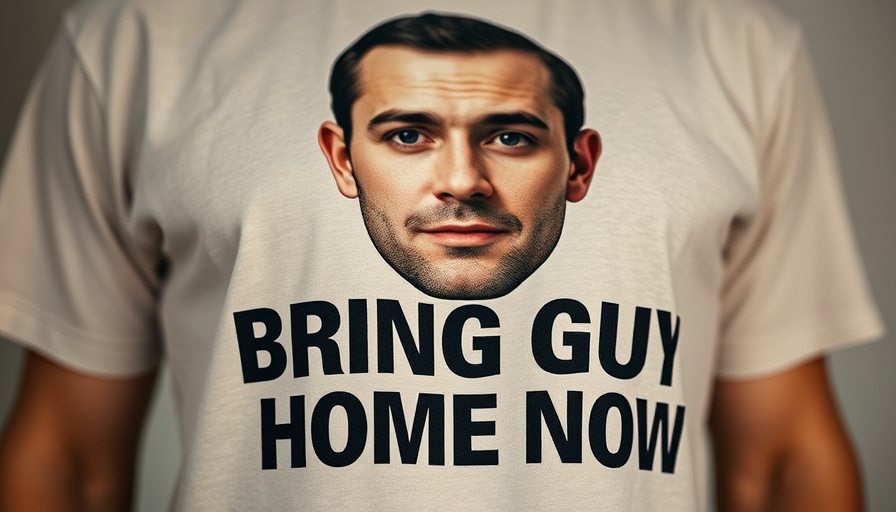 T-shirt supporting a hostage situation in Gaza with message 'Bring Guy Home Now'.