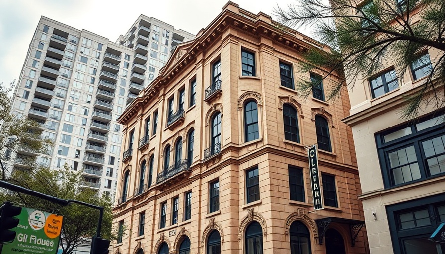Historic limestone building in Austin lifestyle setting.
