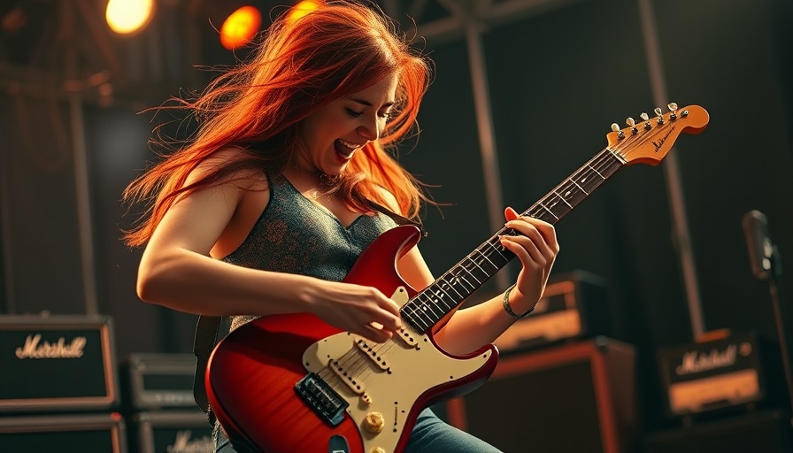 Passionate guitarist playing at Austin summer music festival.