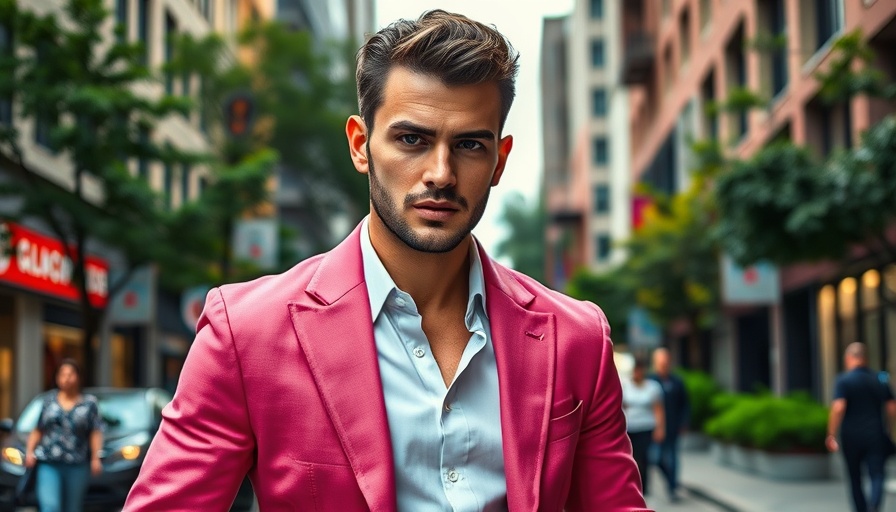 Stylish man outdoors and two women embracing indoors, contrasting scenes.