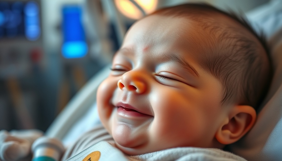 Infant in neonatal care, possibly receiving personalized gene-editing treatment, serene expression.