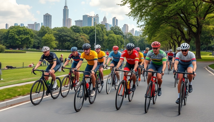 Cyclists in colorful gear riding in Austin, showcasing vibrant energy.