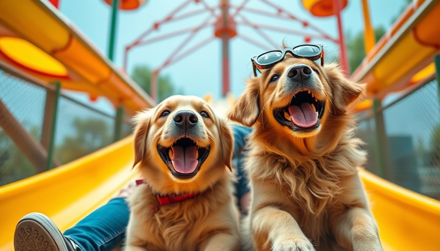 Zoomies dog's joy on a colorful slide with a person, both laughing.