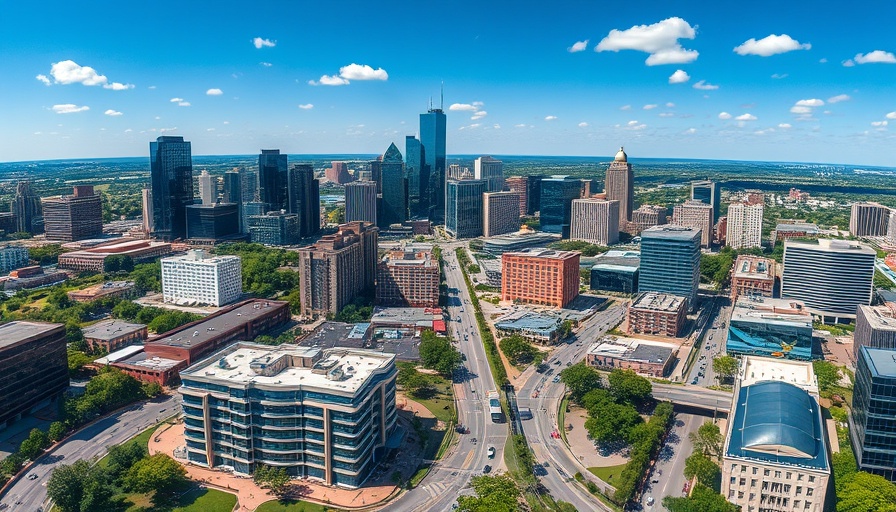 Aerial view of Central Texas cityscape illustrating population growth.