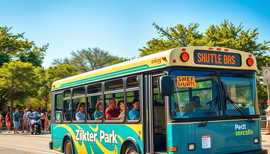 Shuttle bus providing free services at Zilker Park Austin.
