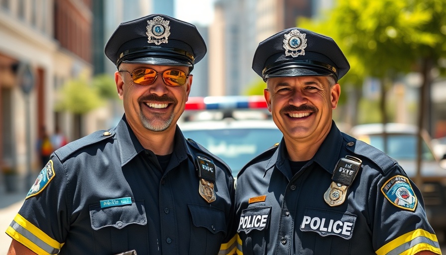 Two police officers in Austin smiling, related to homicide investigation Austin.