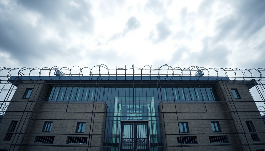 Modern jail with barbed wire in New Orleans