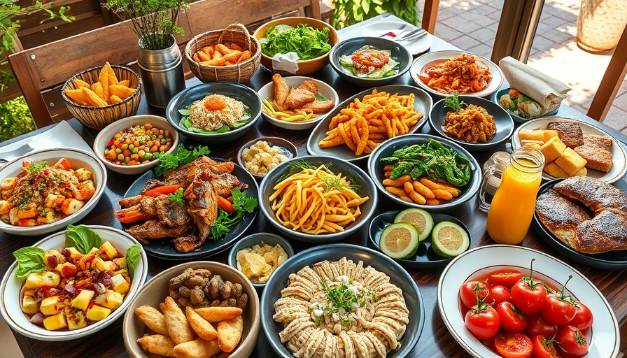 Gourmet Austin lifestyle meal spread on a sunlit table.