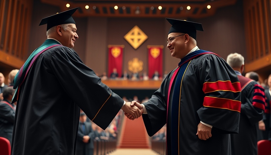 Bob Iger receiving honorary degree, formal handshake in ceremony.