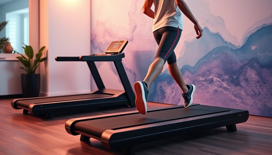 Modern treadmills for home gym, man exercising.