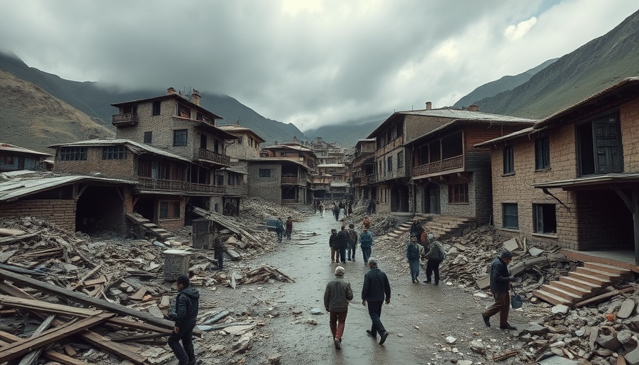 Tibet earthquake news: Village with earthquake aftermath.