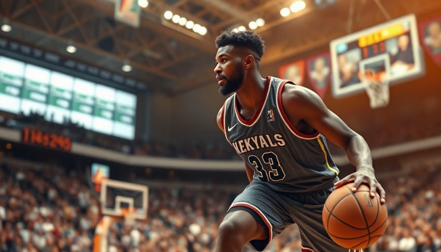 Basketball player in action during an intense game with stadium spectators.
