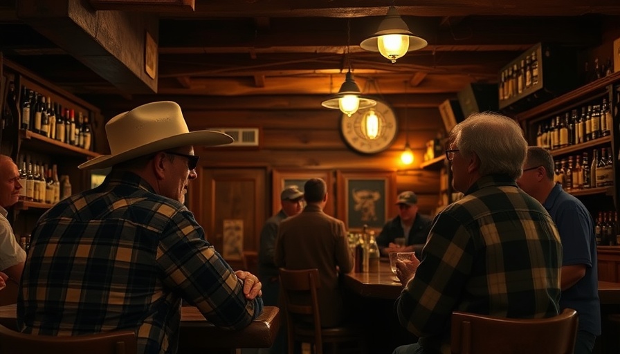 Rustic bar scene in Austin with cowboy hat and patrons